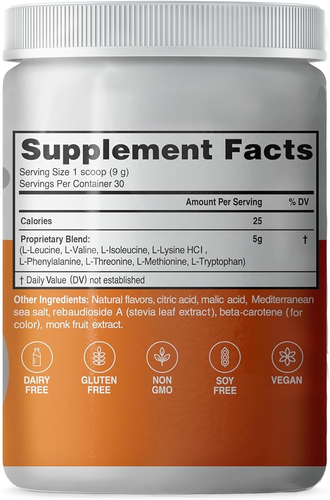 Advanced Bionutritionals ? Advanced Amino Powder Amino Acid Supplement Build Muscle Post Workout Recovery EnergyNon-GMO Gluten Free Dairy Free Vegan (30 Servings) (9.52oz Citrus Zest)
