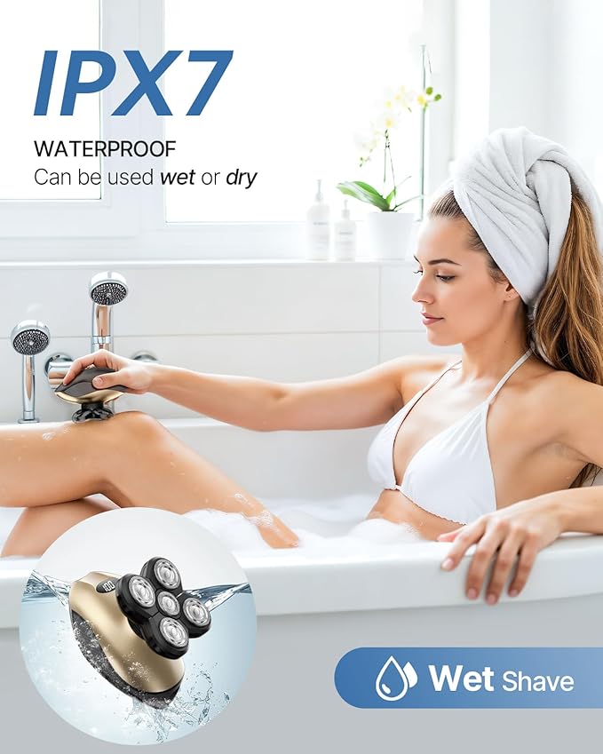 Electric Razors for Women 5-in-1 Rechargeable Body Shaver - Waterproof Wet Dry Hair Remover - Trimmer for Lady Face Underarms Legs