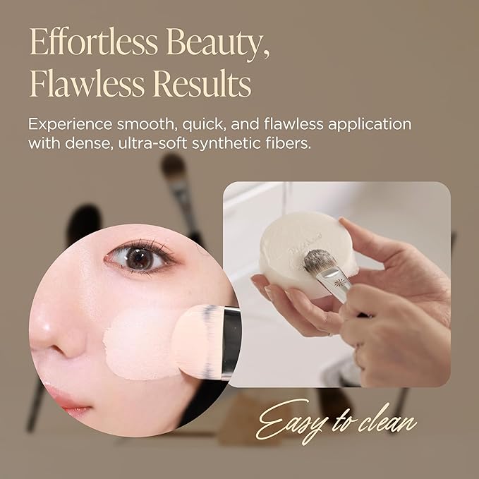 Piccasso FB20 Foundation Brush ? Flat Makeup Brush for Liquid &amp Cream Foundation Soft Synthetic Bristles for Seamless and High-Coverage Face Makeup Professional Korean Beauty Tool for Daily Use