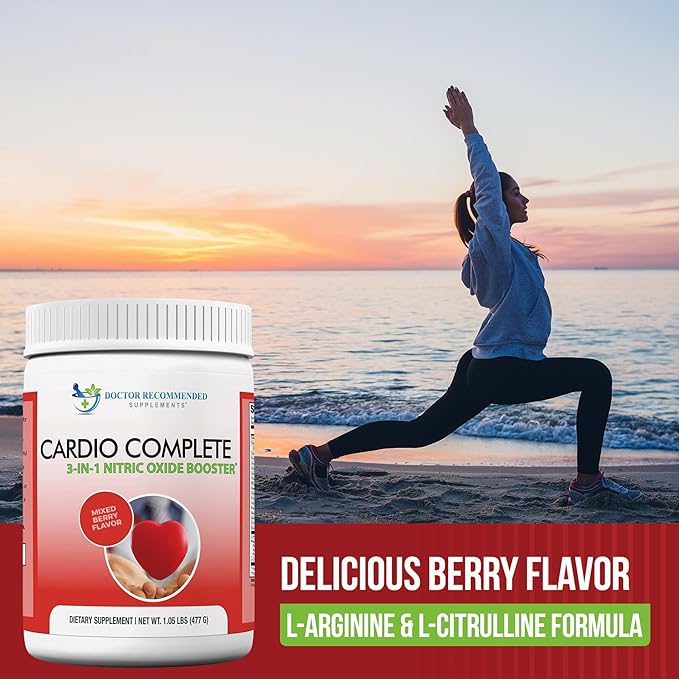 Cardio Complete - Heart Health Support Powder Supplement - 3-in-1 Nitric Oxide Booster with 5000 L-Arginine 1000mg L-Citrulline and Hawthorn Berry