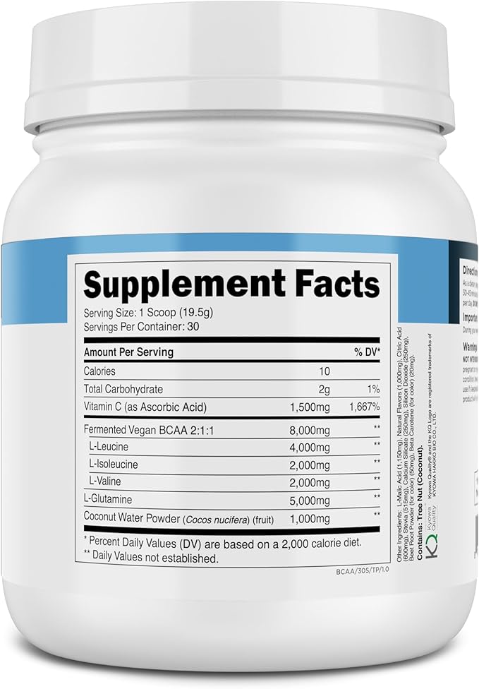 Transparent Labs BCAA Glutamine - 8000 Mg of BCAA Powder with L Glutamine for Post Workout Recovery Muscle Growth &amp Increased Endurance - 30 Servings Tropical Punch