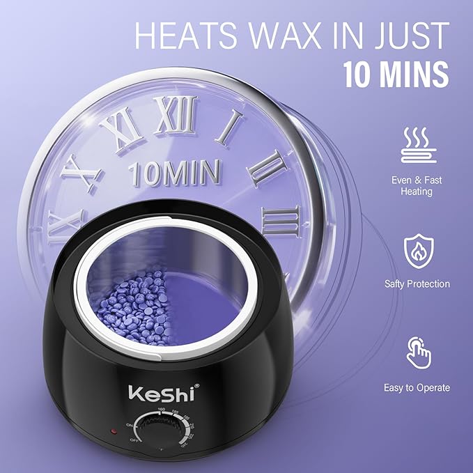 KeShi Waxing Kit Painless Hair Removal Wax Warmer with 6 Bags Hard WaxBeans for Full Body Legs Face Eyebrows &amp Bikini? Ideal for Both Women &amp Men