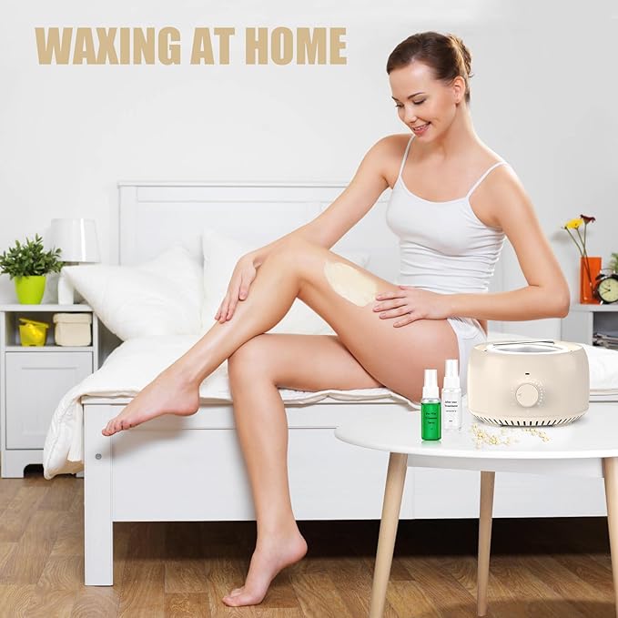 Waxing Kit - Wax Warmer for Hair Removal Hard Wax Kit with 14oz 5 Bags Hard Wax Beans for Full Body Legs Face Eyebrows Bikini Brazilian Waxing Kit for Women Men