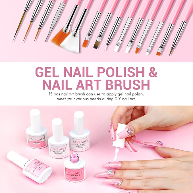 SAVILAND Acrylic Nail Kit ? Nails Kit Acrylic Set with Nail Drill Brushes Gel Polish Clear Nails Tips Nail Art Tools Nail Stuff for Starters DIY Christmas Gift
