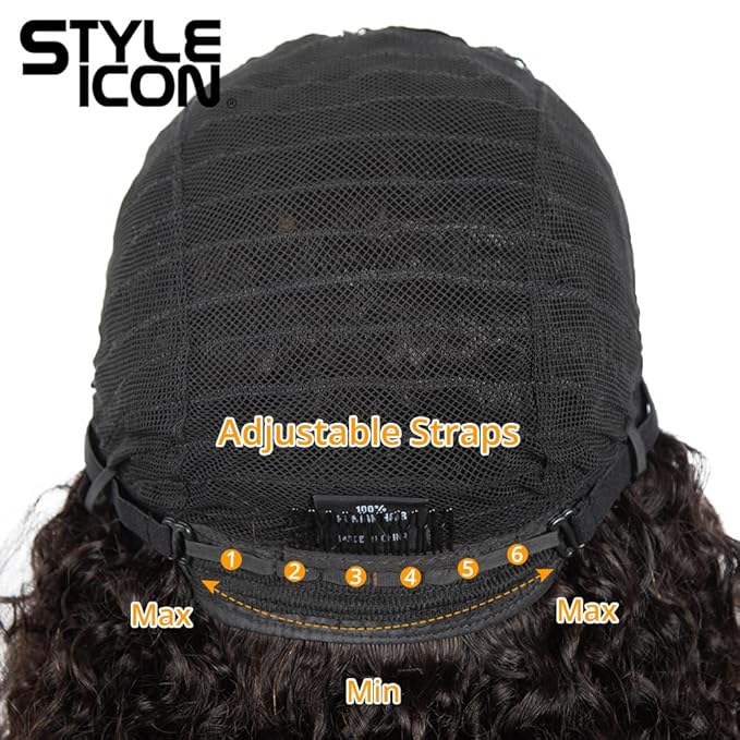 Style Icon Human Hair Afro Wigs Short Curly Wigs for Black Women Wig With Bangs (14 Inches NATURAL)