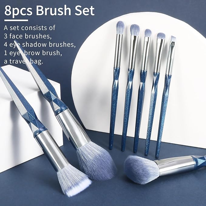 Sapphire Blue Makeup Brush Set Professional Vegan Makeup Brushes Set Makeup Brush Set with Case Glitter Cosmetic Brushes Makeup Set Make up Brushes Vegan Make up Brushes Set Professional