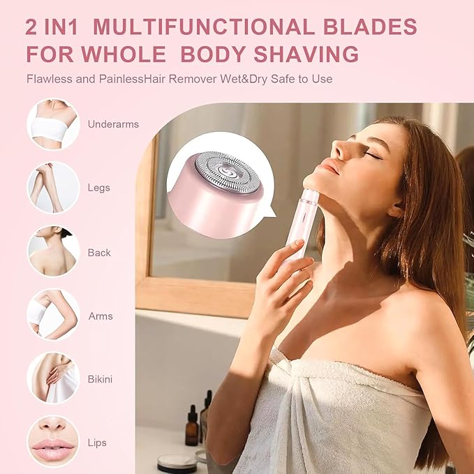 2026 New Bikini Shaver for Women Electric Trimmer 2.0 with Stainless Steel Dual Head IPX7 Waterproof Wet and Dry Use Reduces Pulling Suitable for All Skin Types (Blue)
