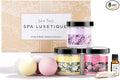 spa luxetique Bath Salts 8pcs Bath Salts Gift Set with Argan Oil Bath Bombs Wooden Scoop Epsom Salt for Soaking in Lavender Rose Chamomile Scent Mother's Day Gifts