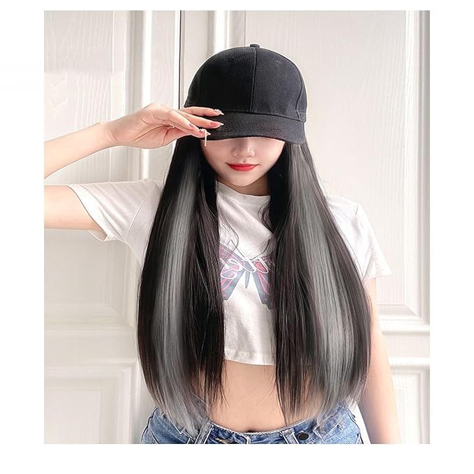 Women's Hat wig Duck Tongue hat collarbone Hair Straight hair inner Buckle wig Baseball Cap Sun Hat Wave Curly Hair