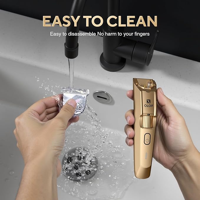 Men's Beard Trimmer- All-in-One Trimmer with Precision Dial - Premium Facial Hair Groomer - Adjustable 20 Length Setting USB Recharge Dock Cordless Waterproof Wet/Dry Clipper Gold