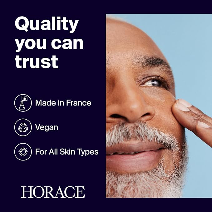 HORACE Vitamin C + Glycolic Acid Face Serum for Men ? Brightening Facial Treatment for Dull Skin Radiance Boost and Even Complexion ? Skincare for All Skin Types ? Unscented 30ml