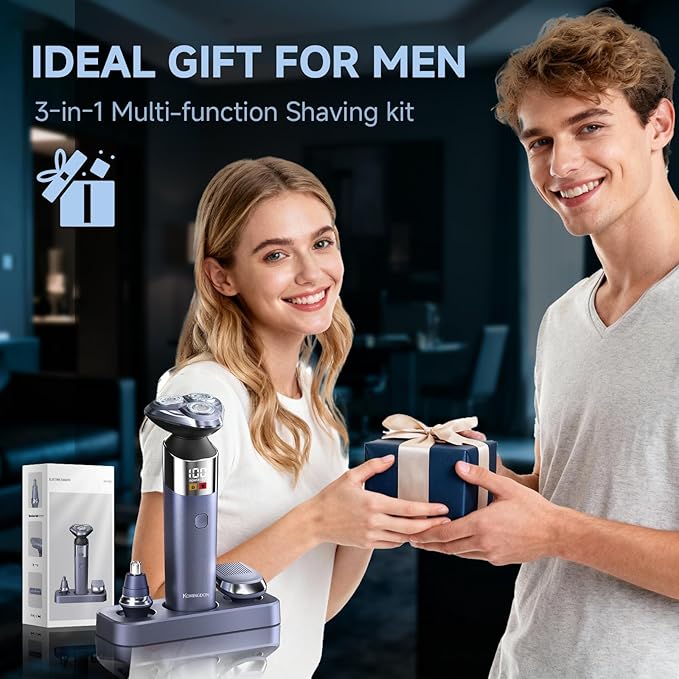 3 in 1 Electric Razor for MenCordless Electric ShaverMen's Grooming kit for BeardsideburnBody HairNose and Ear HairfaceWaterproofUSB-C ChargingMen's Gift
