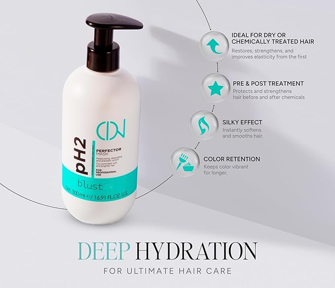 PH2 PERFECT MASK ? Professional Mask for Damaged Hair with Acidic pH 2 ? Hydrating Mask for Dry Hair ? Deep Conditioning Treatment Repair &amp Color Protection ? 500ml
