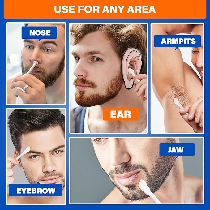 2-in-1 Ear &amp Nose Waxing Kit for Men &amp Women | 100g Hair Removal Wax + 99pc | 20 Applicators 10 Nasal Sticks 15 Wipes &amp 20 Earplugs | No Microwave Needed | Nose Wax Kit Ear Hair Remover