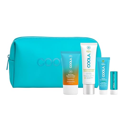 COOLA Organic Sunscreen SPF 50 &amp 30 Sunblock Spray Kit Dermatologist Tested Skin Care for Daily Protection Vegan and Gluten FreeTravel Size 2 Fl Oz 3 Pack