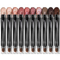 Red Eyeshadow Stick Makeup Set 10PCS Neutral Shimmer And Matte Cream Eye Shadow Palette Metallic Bronze Smoky Eyeliner Brightener Crayon Pencil Kit Ideal Gift for Women -Cashmere Blush