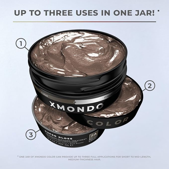 XMONDO Color Dark Ash Blonde Color Depositing Mask &amp Semi-Permanent Hair Dye Super Gloss Infused with Bond Boosters for Nourishment Revitalize &amp Repair Vegan Formula 8 Fl Oz