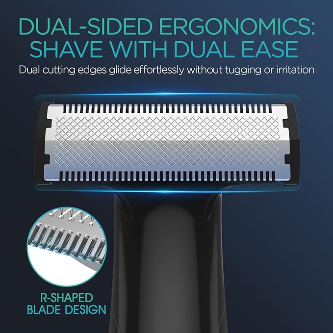 VOYOR Beard Trimmer for Men Electric Razor Nose Face Body Hair Trimmer with Adjustable Length Combs All in 1 Rechargeable Mens Grooming Kit Cordless Electric Shaver Wet/Dry TX510 (Grey)