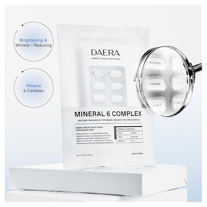 DAERA Korean Brightening &amp Firming Face Mask 5 Sheets - Hydrating Cream Mask with Botanicals for Dark Spots &amp Anti-Aging