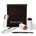 MADLUVV Brow Stamp Kit with Brow Stencils ? Easy Eyebrow Shaper for Natural-Looking Brows ? Popular Eyebrow Stencil Kit Used by Professionals ? 9 Shapes Spoolie Travel Bag &amp Stamp (True Red)