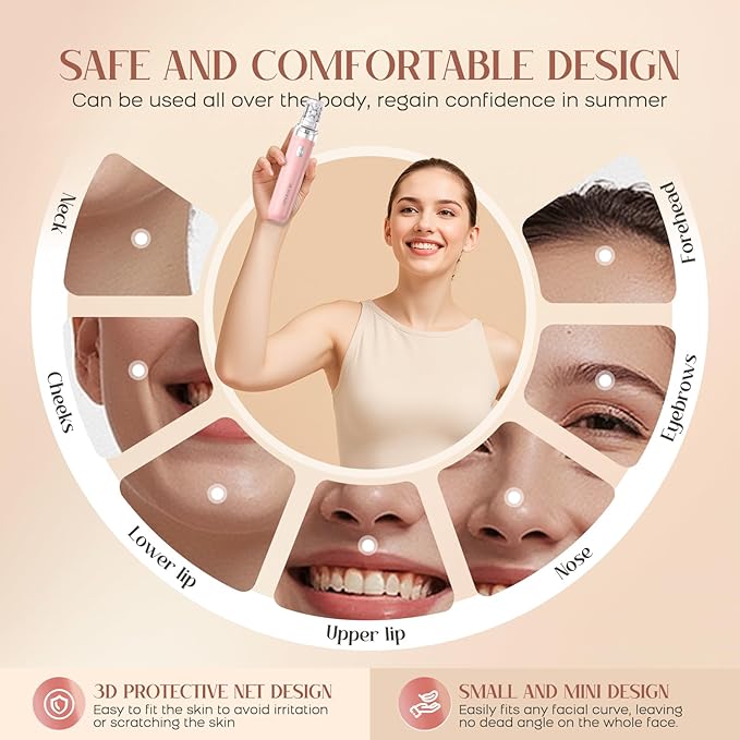 Epilator for Women 2-in-1 Facial Hair Removal Epilator Painless Designed Hair Remover with Built-in LED Light for Precision Smooth Glide Hair Remover for Women Face Lips Chin Peach Fuzz