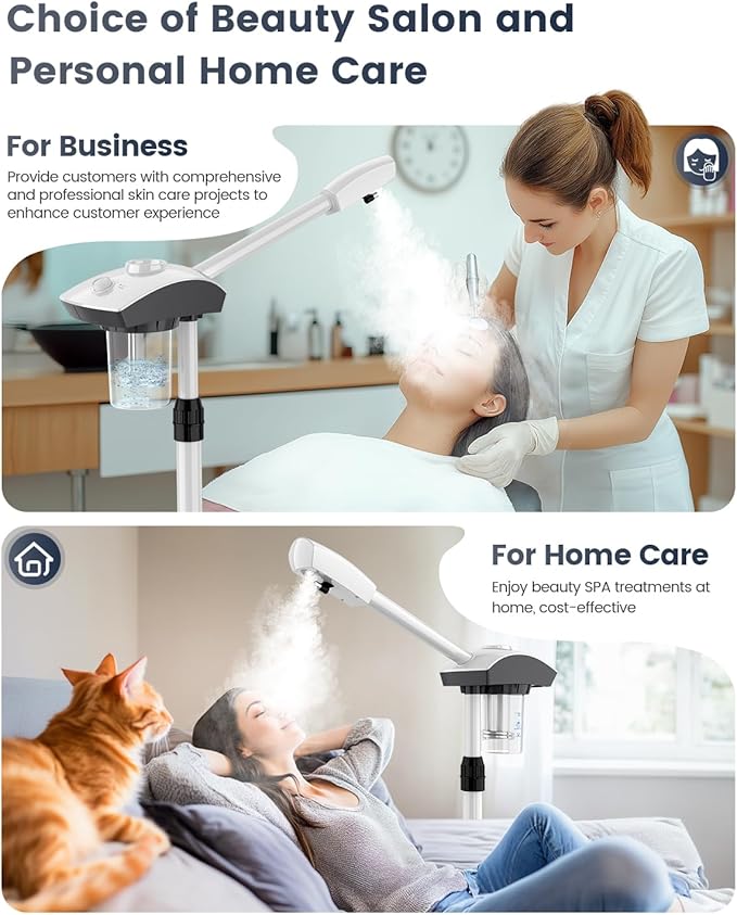 Kingsteam Professional Ozone Nano-Ionic Facial Steamer | Deep Cleansing Hydrating | Salon Home Spa Face Steamer | Pore Cleanser | 60-Min Timer | 360° Swivel | Esthetician Favorite ToolWhite