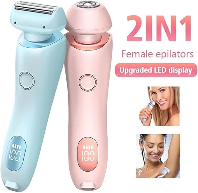 2-in-1 Bikini Trimmer &amp Electric Razor for Women ? IPX7 Waterproof Hypoallergenic Blades LED Display Cordless Wet/Dry Use ? Legs Underarms Bikini Line &amp Pubic Hair Trimmer