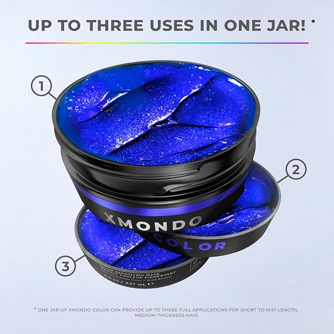 XMONDO Color Super Blue Mask ? Semi-Permanent Blue Dye with Bond Booster &amp Hyaluronic Acid 8 oz