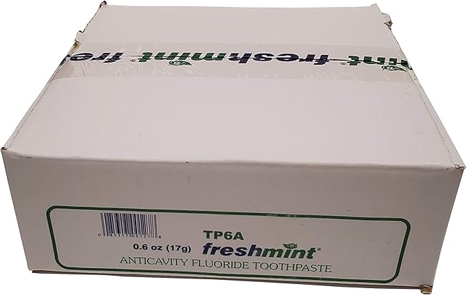 144 Tubes of Freshmint 0.6 oz. Anticavity Fluoride Toothpaste Metallic Tube Tubes do not have Individual Boxes for Extra Savings Travel Size