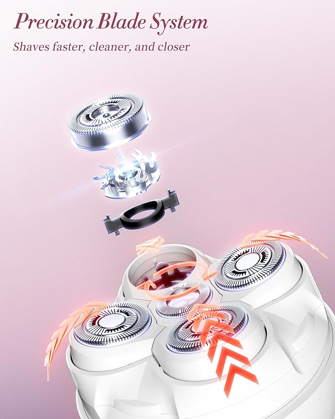 Electric Razors for Women - Magnetic 5D Floating Painless Shaver Cordless Rechargeable Hair Remover IPX6 Waterproof Wet Dry Shaving for Legs Bikini Face Underarm Arm (Gun Glossy)