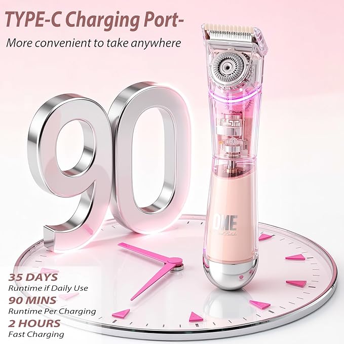 5-in-1 Bikini Trimmer for Women Dual Head?�German-TXO-Technology??Painless-Blade Electric Razors ?�IPX7 Waterproof??Body Shaver for Underarm Leg Arm Body Face Pubic Hair with Storage Bag