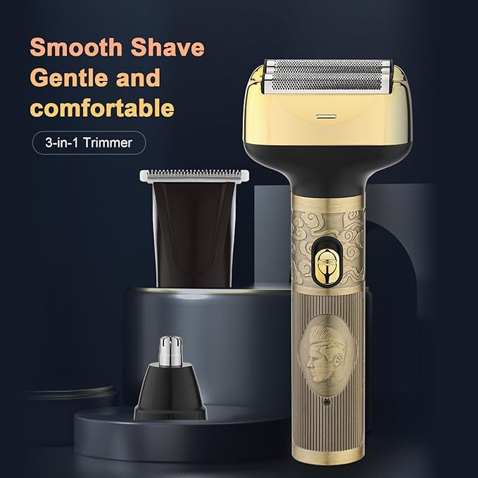 3-in-1 Electric Reciprocating Shaver Nose Hair Trimmer Vintage Barber Clippers