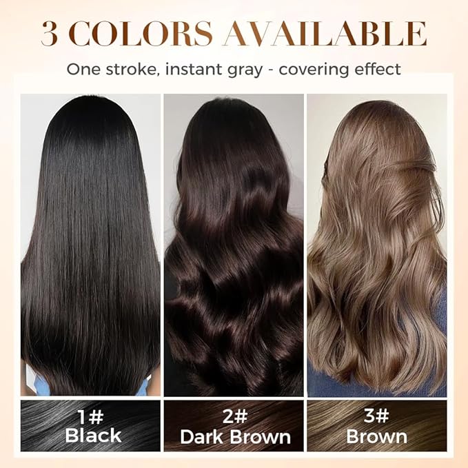 Portable Hair Dye Comb for Gray Hair Coverage 2025 New Convenient Comb Hair Dye for Quick Touch-ups Instant Hair Color Stick with Comb for Women and Men (2Pcs Black)