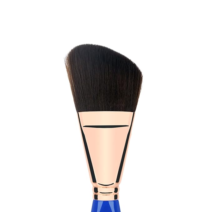 Bdellium Tools Professional Makeup Brush - Golden Triangle 990 Angled Face - With All Vegan and Soft Synthetic Fibers For Whisking Powder and Brushing off Excess (Blue 1pc)