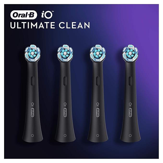 Oral-B iO Ultimate Clean Electric Toothbrush Head Twisted &amp Angled Bristles for Deeper Plaque Removal Pack of 4 Suitable for Mailbox Black