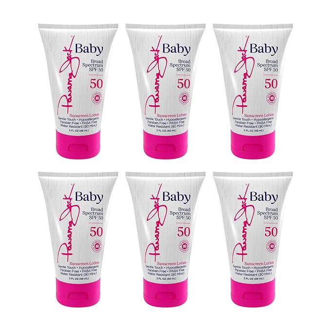 Panama Jack Baby Sunscreen Lotion - SPF 50 Broad Spectrum UVA/UVB Protection Hypoallergenic PABA Paraben Gluten &amp Cruelty Free 3 FL OZ (Pack of 6)