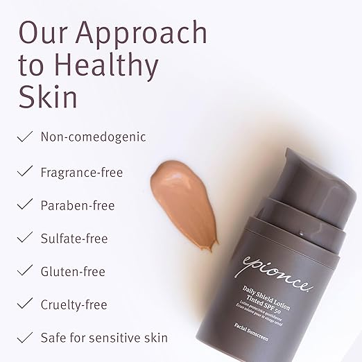 Epionce Daily Shield Tinted SPF 50 Sunscreen - Water Resistant Broad Spectrum UV Protection Facial Sunscreen with Titanium Dioxide &amp Zinc Oxide For All Skin Types Dermatologist Skincare