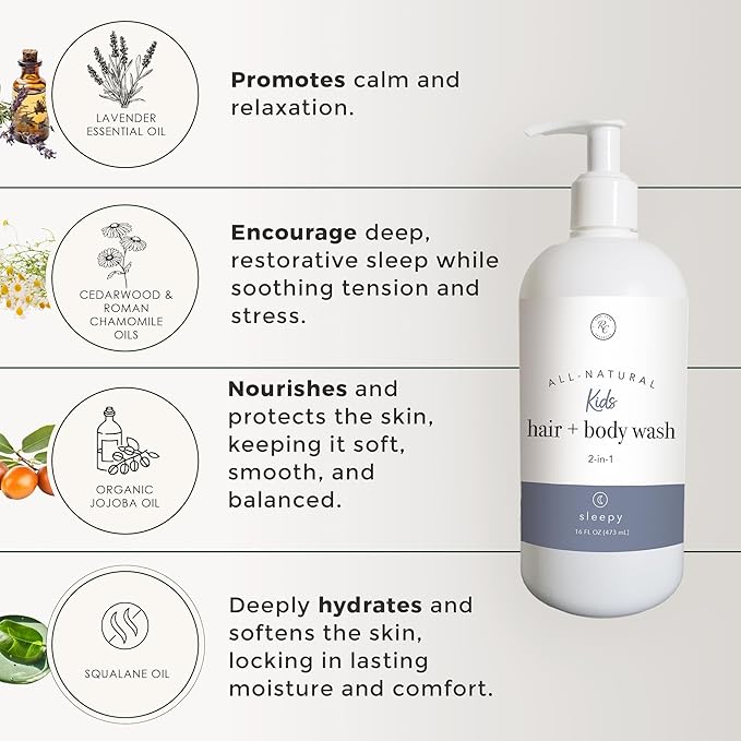 Rowe Casa Organics 2-in-1 Kids Hair &amp Body Wash with Therapeutic Essential Oils ? Fruity Kids Shampoo &amp Body Wash with Sweet Bright &amp Uplifting Scent ? 16 Fl. Oz