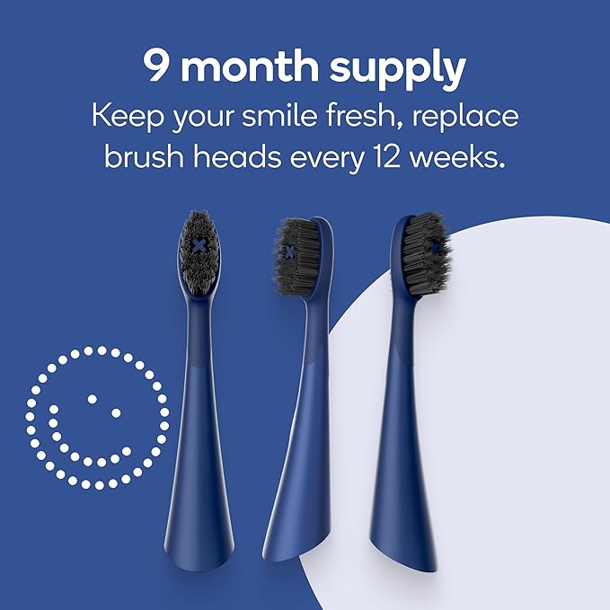 BURST Replacement Heads for Curve Sonic Electric Toothbrush (3 Pack/Cobalt Blue)