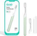 Quip Sonic Electric Toothbrush for Adults - Time Travel &amp Soft Bristles with Travel Case &amp Replacement Brush Head - 3 Month Battery Life Plastic Handle - Sage Green
