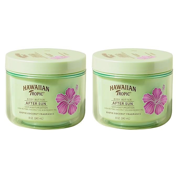 Hawaiian Tropic After Sun Body Butter with Coconut Oil Beach Essentials Tan Extender Lotion 8oz each Twin Pack (Pack of 2)