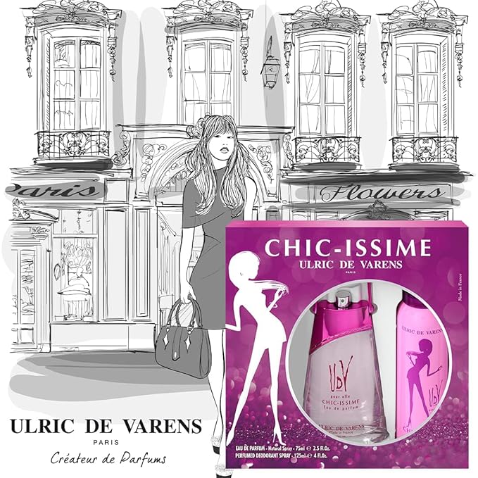 Udv Chic Issime By Ulric De Varens For Women. Set-eau De Parfum 2.5 OZ &amp Deodorant Spray 4 OZ