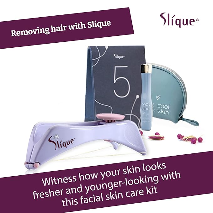 SLIQUE Premium Women's Sensitive Skin Removal Kit | Beginner Threading Tool | Upper Lip Chin and Facial Hair Removal | Ultimate Skin Care Set