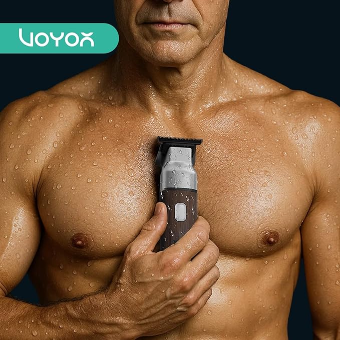 VOYOR Body Hair Trimmer for MenElectric RazorVersatile Groin &amp Body TrimmerWaterproof and Cordless Shaver Manscaper for Men USB-C Charging GroomerCeramic Blade Razor Male Grooming HT310 (Woo