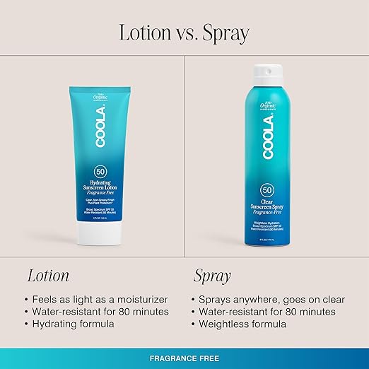 COOLA Organic Sunscreen SPF 50 Sunblock Spray Dermatologist Tested Skin Care for Daily Protection Vegan and Gluten Free Fragrance Free