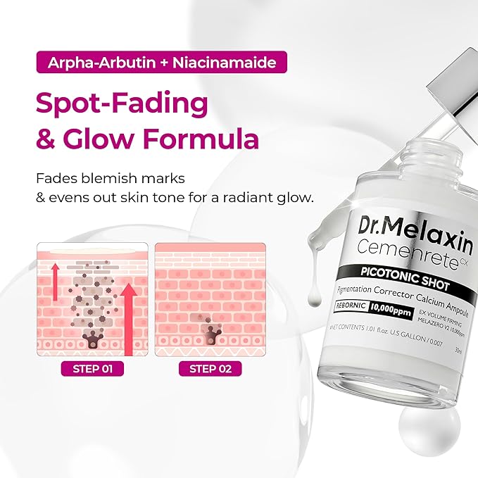 Dr.Melaxin Cemenrete Picotonic Shot Calcium Serum for Firming Density collagen serum Even Skin Tone &amp Skin Clarity Anti-aging Dark spot care 1.01 fl.oz.
