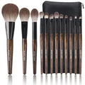 Natural Goat Hair Makeup Brush Set with Case Natural Makeup Brushes Natural Bristle Makeup Brushes Natural Hair Makeup Brushes Set Professional Walnut Cosmetic Brushes Makeup Set - MONI