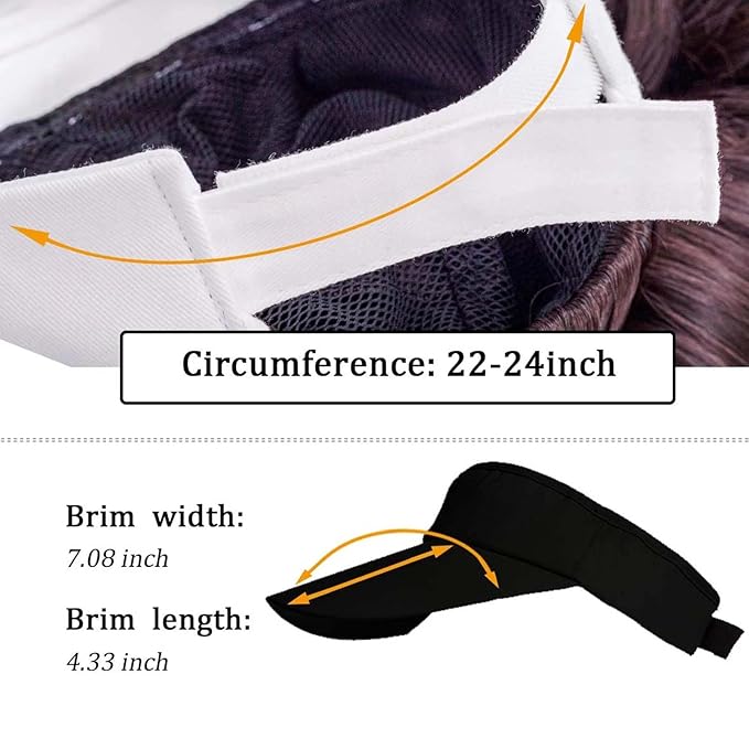Hat Wig for Women Baseball Cap Wig with Curly Synthetic Hair Extensions Ponytail Cap wig Sun Hat with Hair