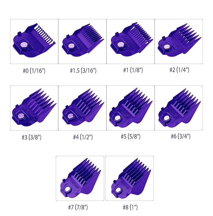 10 Pack Clipper Guards for Andis Master Fade Envy Lithium Ion Clipper Comb Guides with Magnetic Clip -from 1/16 Inch to 1 Inch(1.5-25mm)