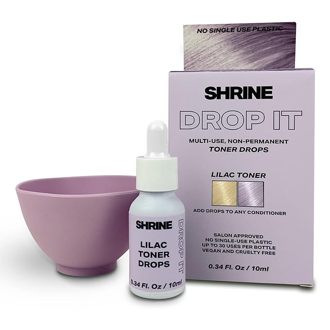 Shrine Drop It - Hair Toner - Temporary Hair Color - Rich Natural Autumn &amp Winter Shades - Semi-Permanent Dye - Vegan &amp Cruelty-Free - Multi-Use - 200 Drops Per Bottle (LILAC TONER)